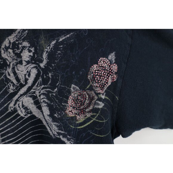 Vintage Streetwear Mens XL Faded Sacred Mary Angels Rose Flower UFC MMA T-Shirt - Picture 10 of 11